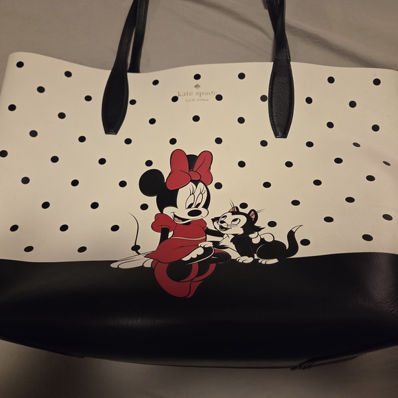 DISNEY Kate Spade Polka Dot Minnie Mouse Tote Bag - Black and White reversable. - Picture 2 of 9